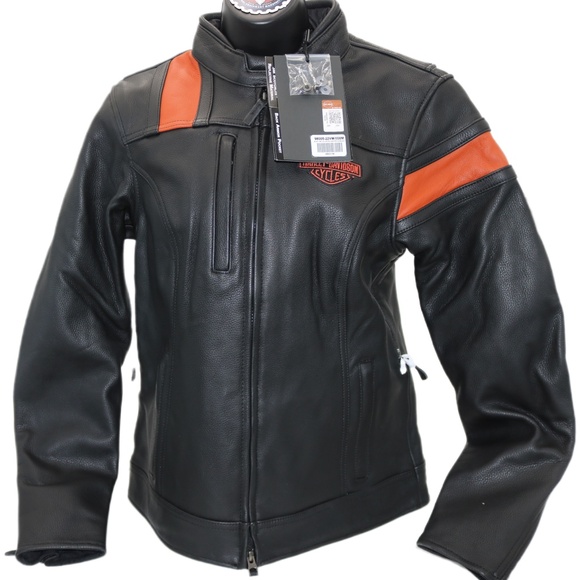 98005-22VW NWT HARLEY-DAVIDSON WOMENS LEATHER JACKET HWY-100 WATERPROOF - Picture 1 of 6